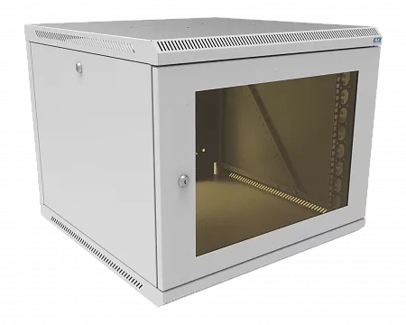 Шкаф телекоммуникационный настенный разборный МИКсистем 19" Keys 9U 600x600  дверь стекло серый