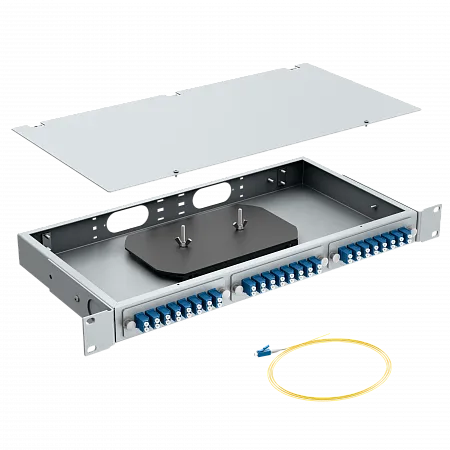 Кросс оптический стоечный LANMIR укомплектованный 4 розетки 2LC/UPC 8 портов SM 9/125 OS2 1U серый